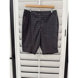 Greg‎ Norman Collection Women's Cheketed Gray Golf Short Doze 10 In Inseam